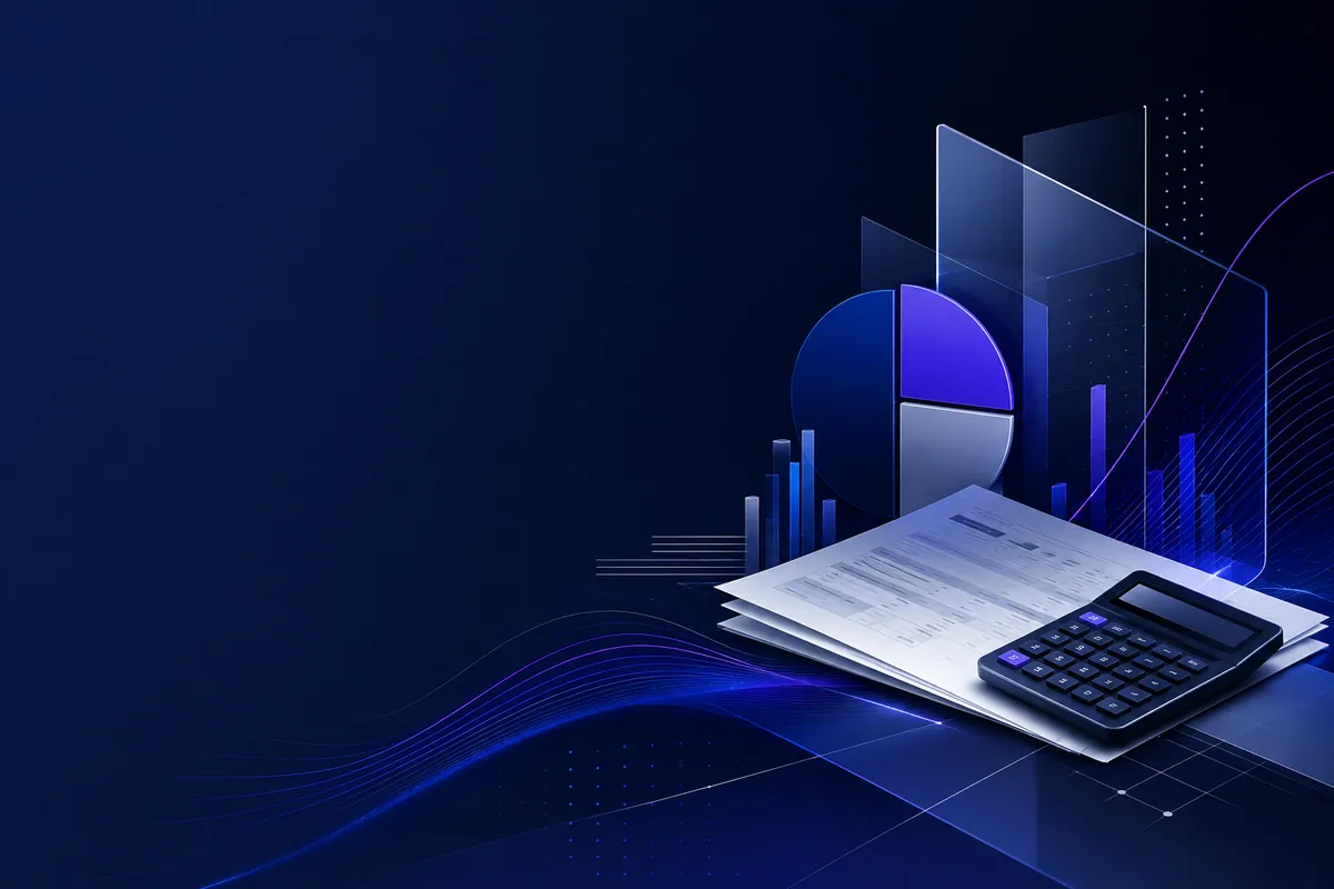 Visual editorial sobre documentos, dados e automação tributária