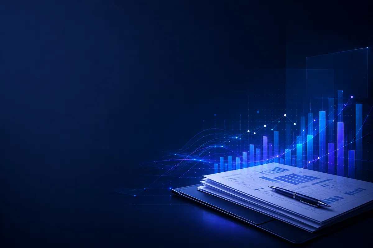 Visual editorial sobre documentos, dados e automação tributária