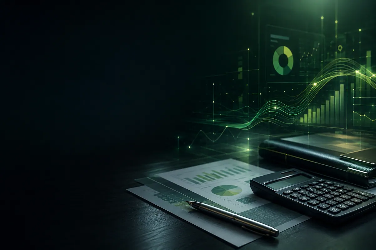 Visual editorial sobre documentos, dados e automação tributária